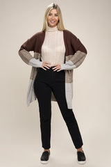 Brown Color Block Open Front Cardigan, Nuvi Apparel, $ 41.95