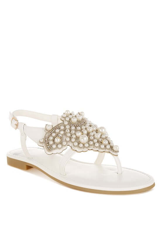 Nayasa Pn Buckle Pearls Flats Sandals - Stylish Comfort, Sandals, $ 79.99, A Moment Of Now™