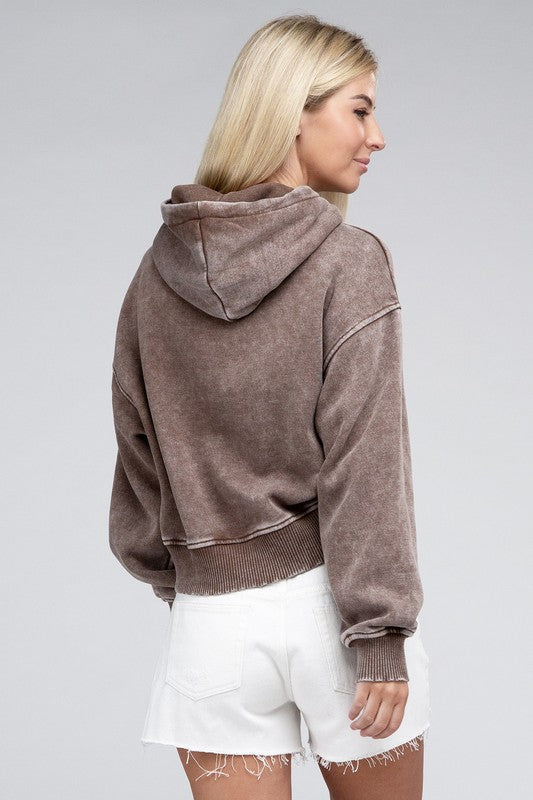 Acid Wash Fleece Hoodie, ZENANA, A Moment Of Now