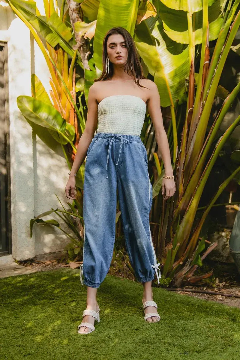 BiBi Striped Tape Jeans - Comfort Meets Style, , $ 65.00, A Moment Of Now™