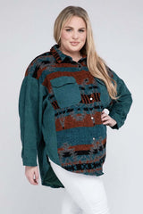 Women's Plus Size Printed Button Down Long Sleeve Jacket USA Boutique, Davi & Dani, $ 55.00