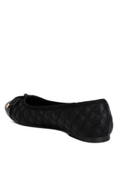 Shop Black Quilted Faux Leather Ballerinas Ballet Flats Women's Shoes, Ballet Flats, USA Boutique