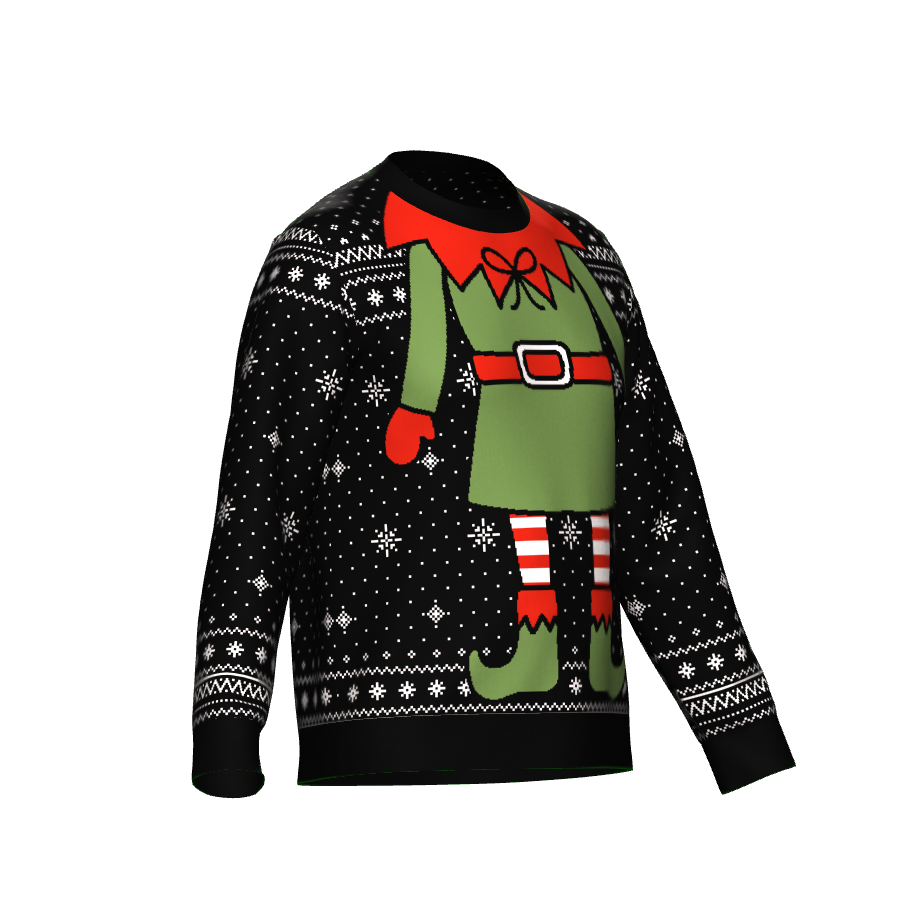 Holiday Season Christmas Elf Black Unisex Sweater