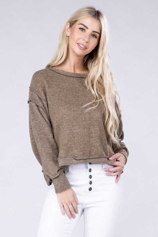 Shop Women's Brushed Melange Hacci Oversized Sweater | Boutique Clothing, Sweaters, USA Boutique