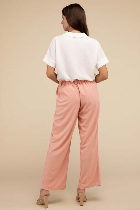 Waffle Elastic Waistband Trouser Pants, Lilou, $ 26.95