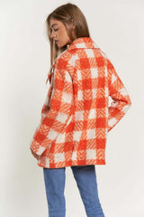 Fuzzy Boucle Textured Double Breasted Plaid Coat Jacket, Davi & Dani, $ 73.95