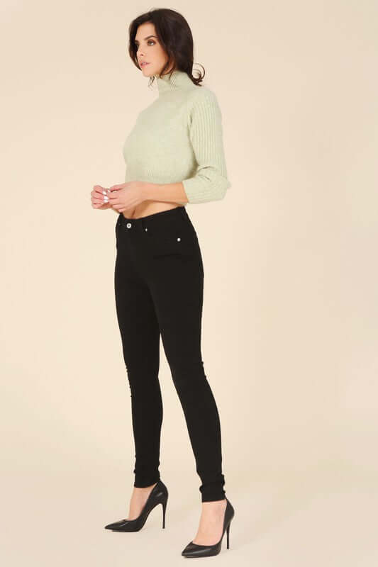 Black Denim Slim Fit Mid-Rise Skinny Jeans, Lilou, A Moment Of Now