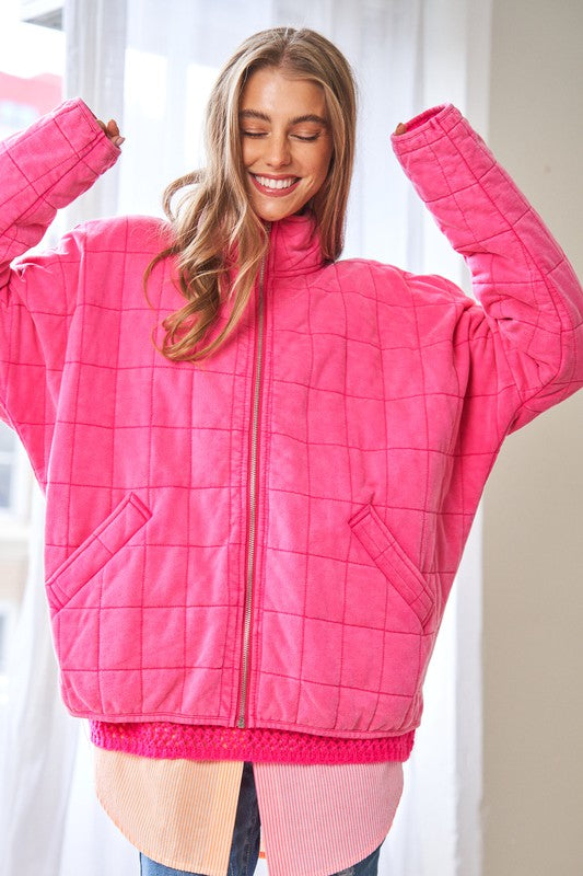 Shop Washed Soft Comfy Quilting Zip Closure Jacket For Women, Jackets, USA Boutique
