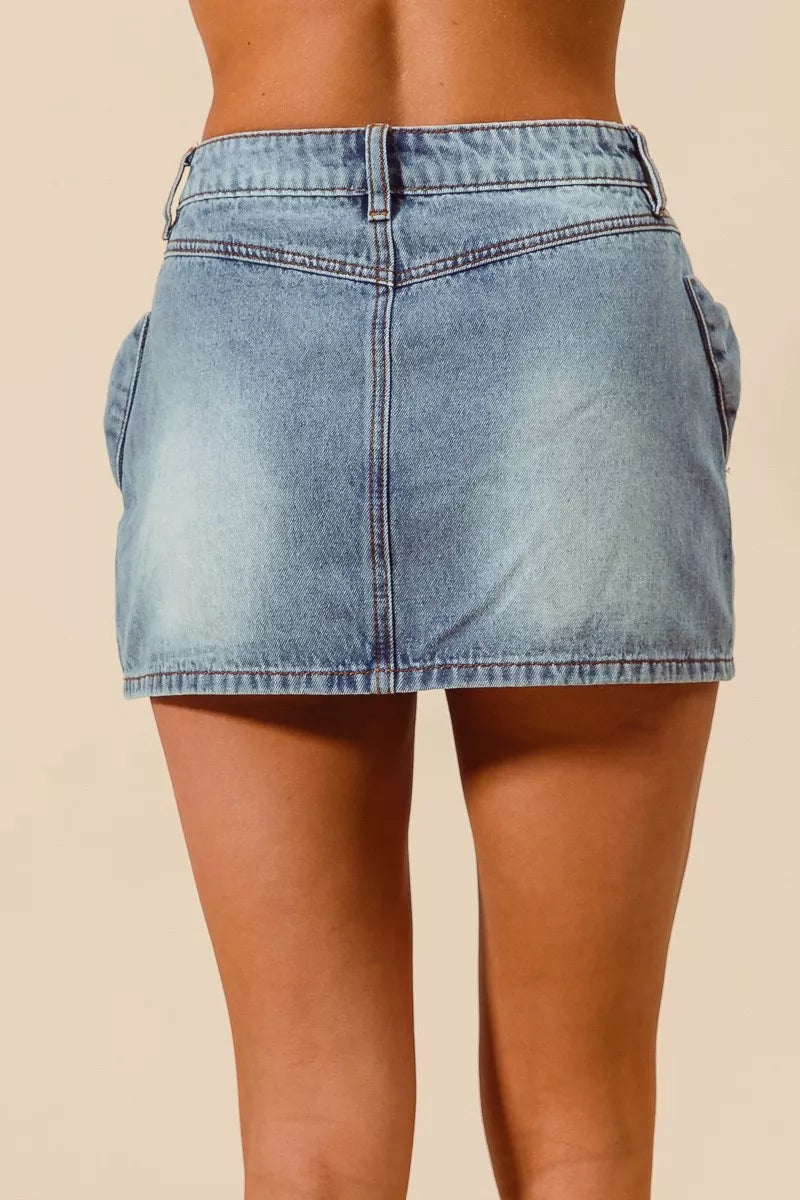 SO ME Bow Knot Pocket Denim Mini Skirt | Boutique In USA, Skirts, $ 59.00, A Moment Of Now™