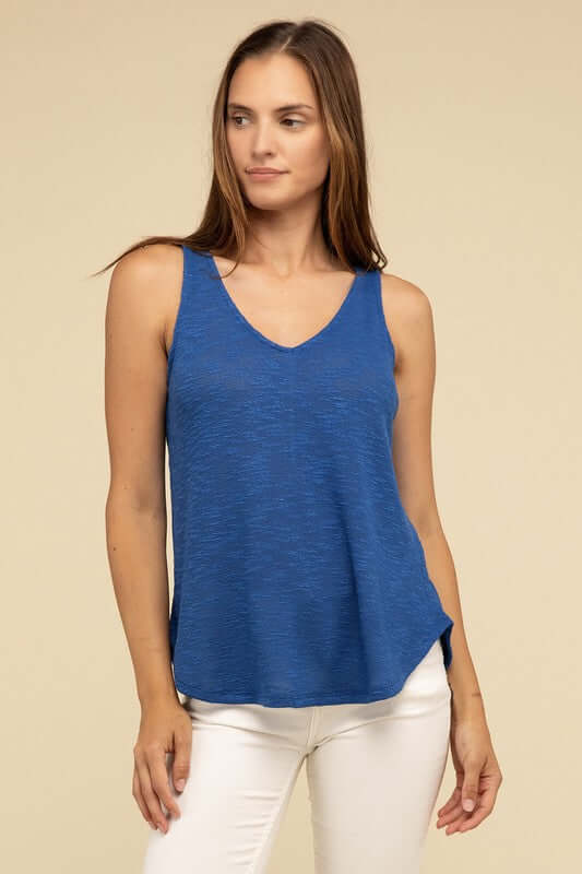 Solid V Neck Sleeveless Cami Tank Top, ZENANA, $ 19.95