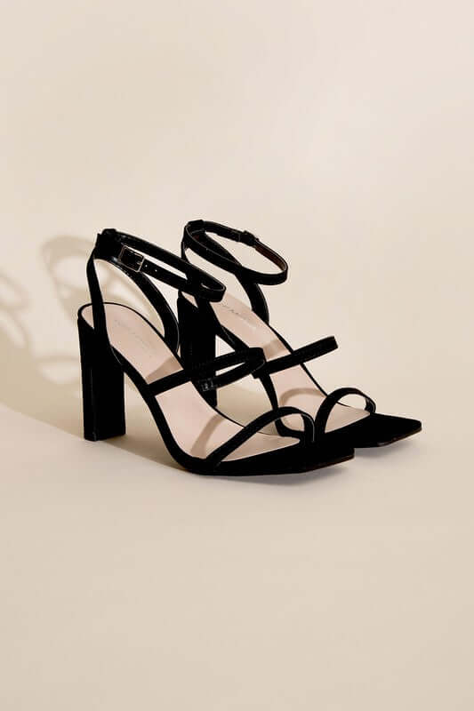 Black DEVIN-8 Ankle Strap Heels Sandals, Top Guy Footwear, $ 45.00