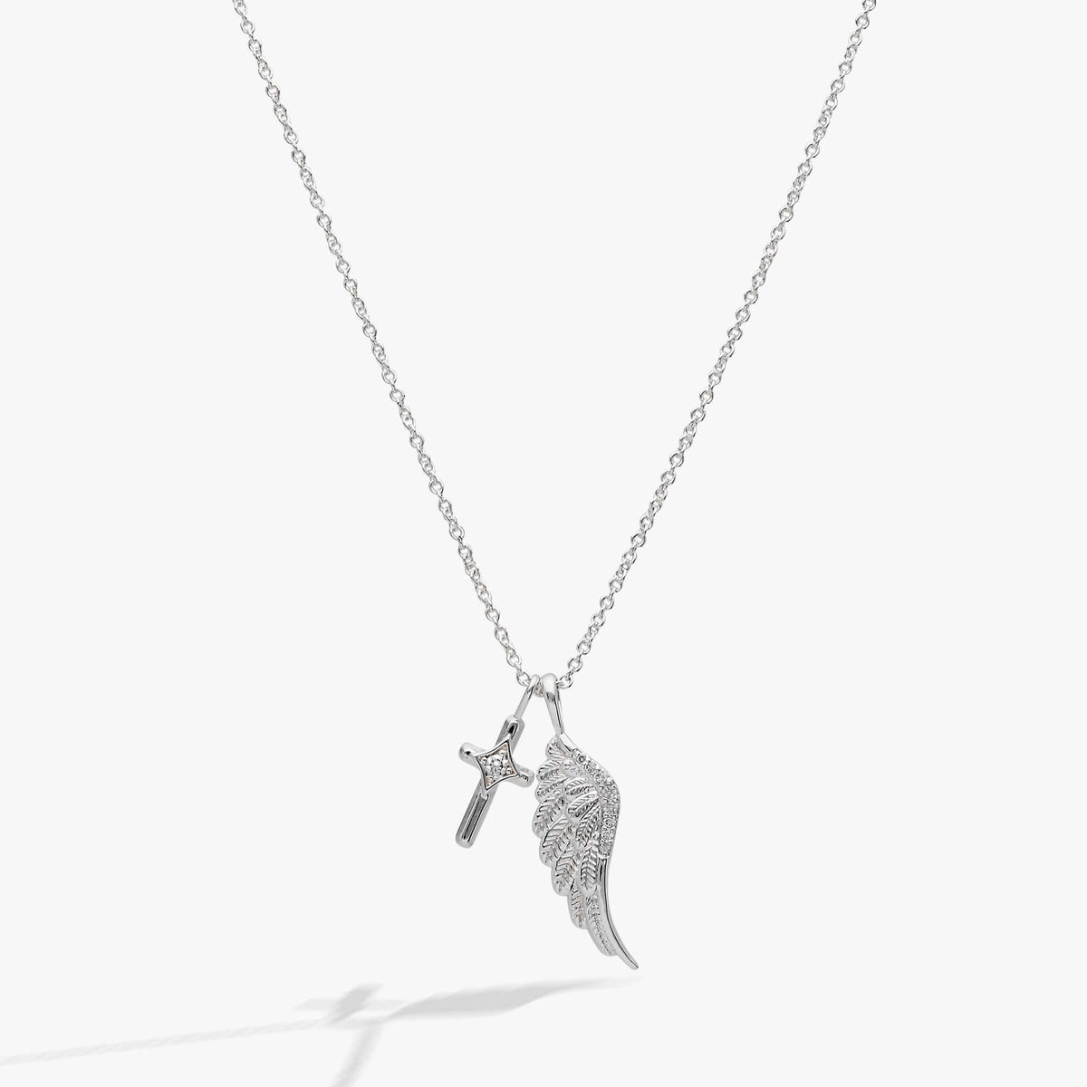 Faith Cross and Angel Wing Charm Necklace, Necklaces, $ 44.00, A Moment Of Now™