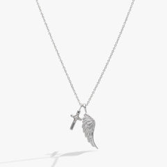 Faith Cross and Angel Wing Charm Necklace, Necklaces, $ 44.00, A Moment Of Now™