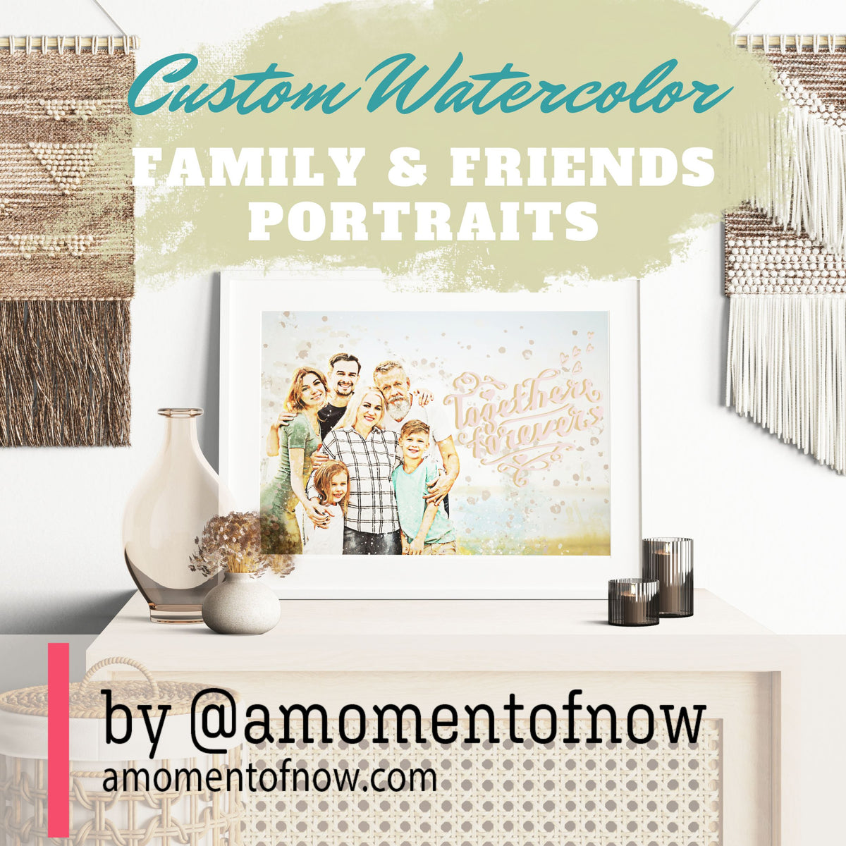 Shop Customer Watercolor Family & Friends Portrait | Personalized Wall Art, Custom Portraits, USA Boutique