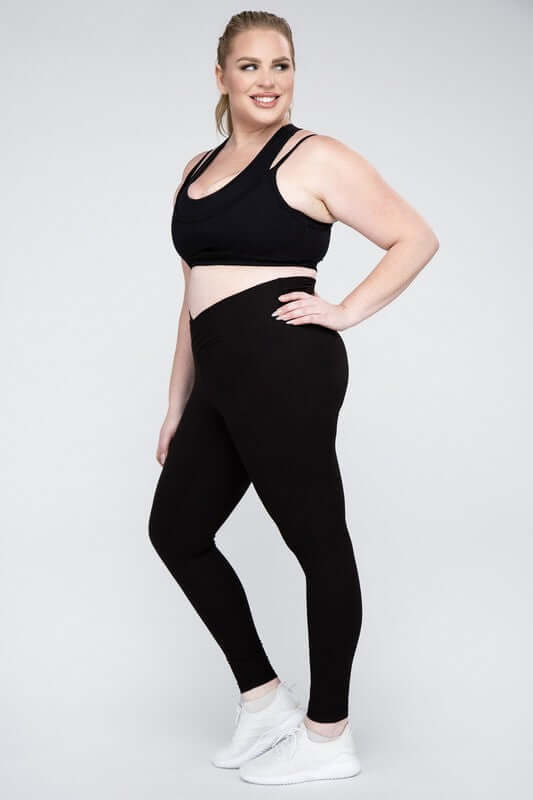 Plus Size V Waist Full Length Leggings, Rae Mode, $ 32.95