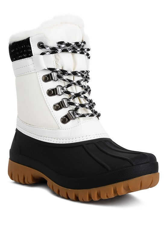 Shop Capucine Fur Collar Contrasting Lug Sole Boots For Women, Ankle Boots, USA Boutique