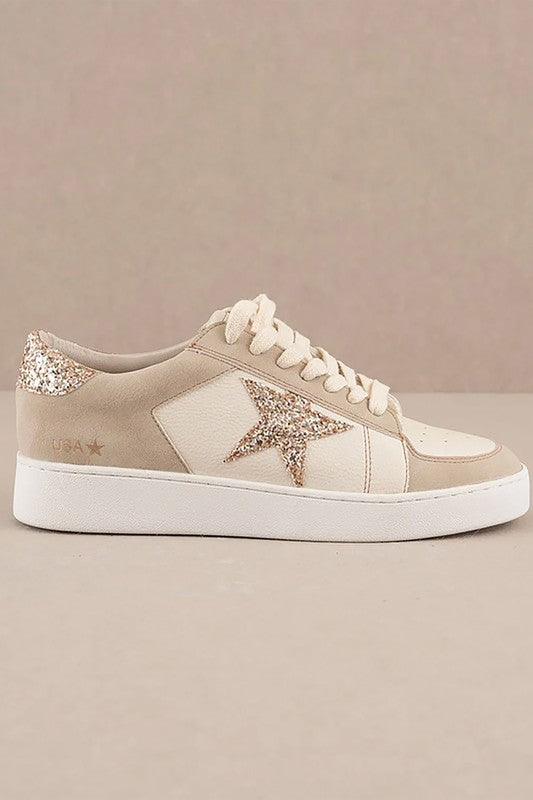 Shop Liberty Glitter Star Beige Sneakers, Sneakers, USA Boutique