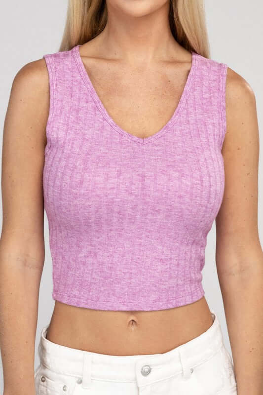 Ribbed Scoop Neck Cropped Sleeveless Top, ZENANA, $ 15.95