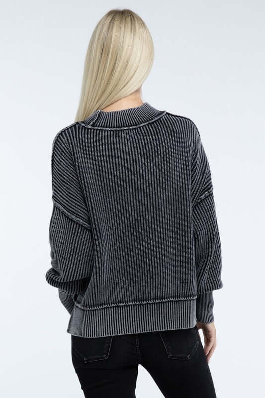 Washed Side Slit Oversized Cropped Sweater, ZENANA, $ 55.00