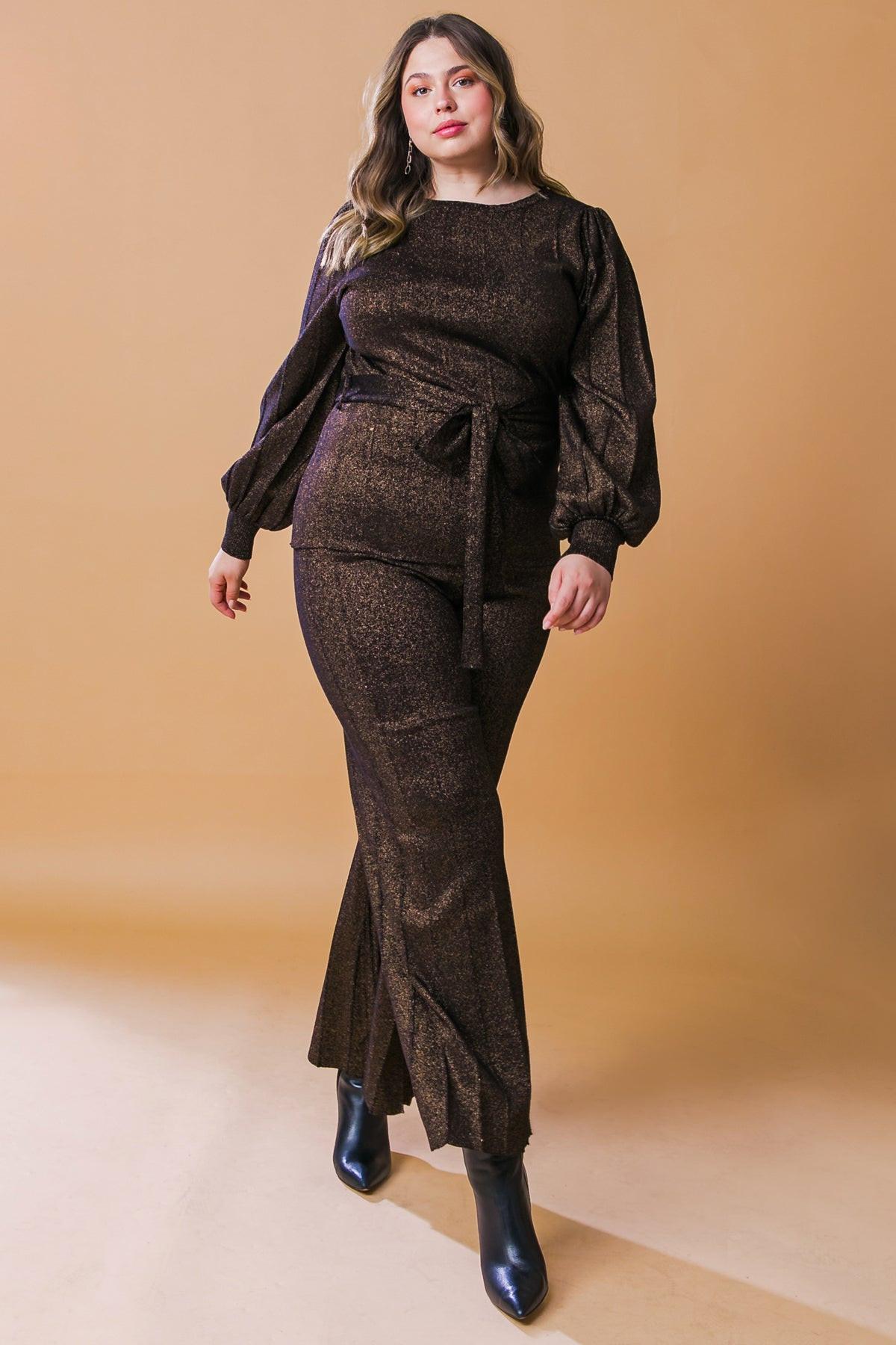 Stunning Stance Metallic Sweater Tunic and Pant Set