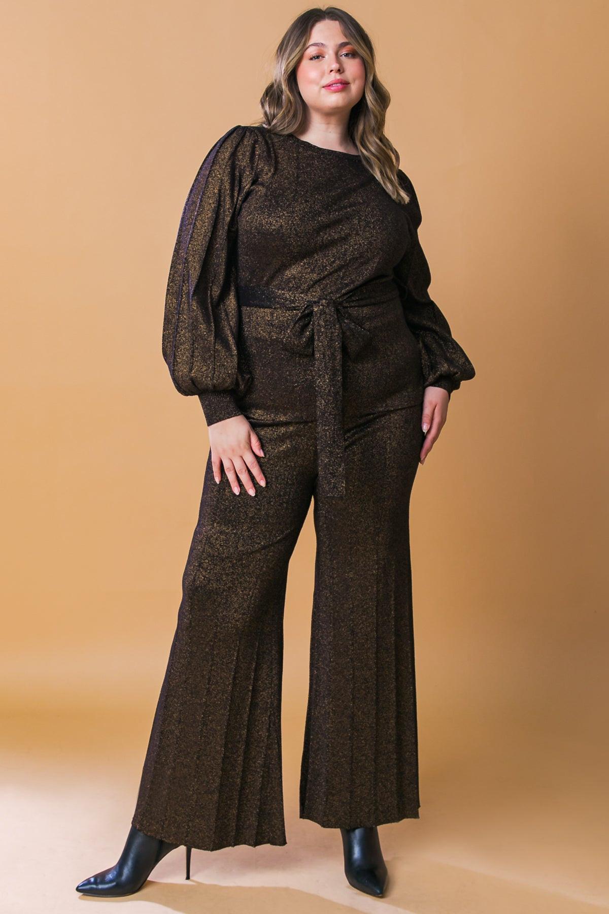 Stunning Stance Metallic Sweater Tunic and Pant Set