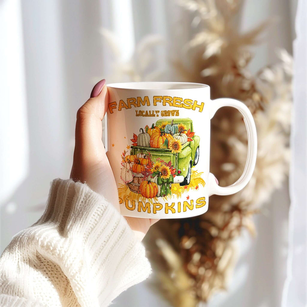 Fresh Farm Local Pumpkin Market White Coffee Mug - Celebrate Autumn, Mugs, $ 14.50, A Moment Of Now™