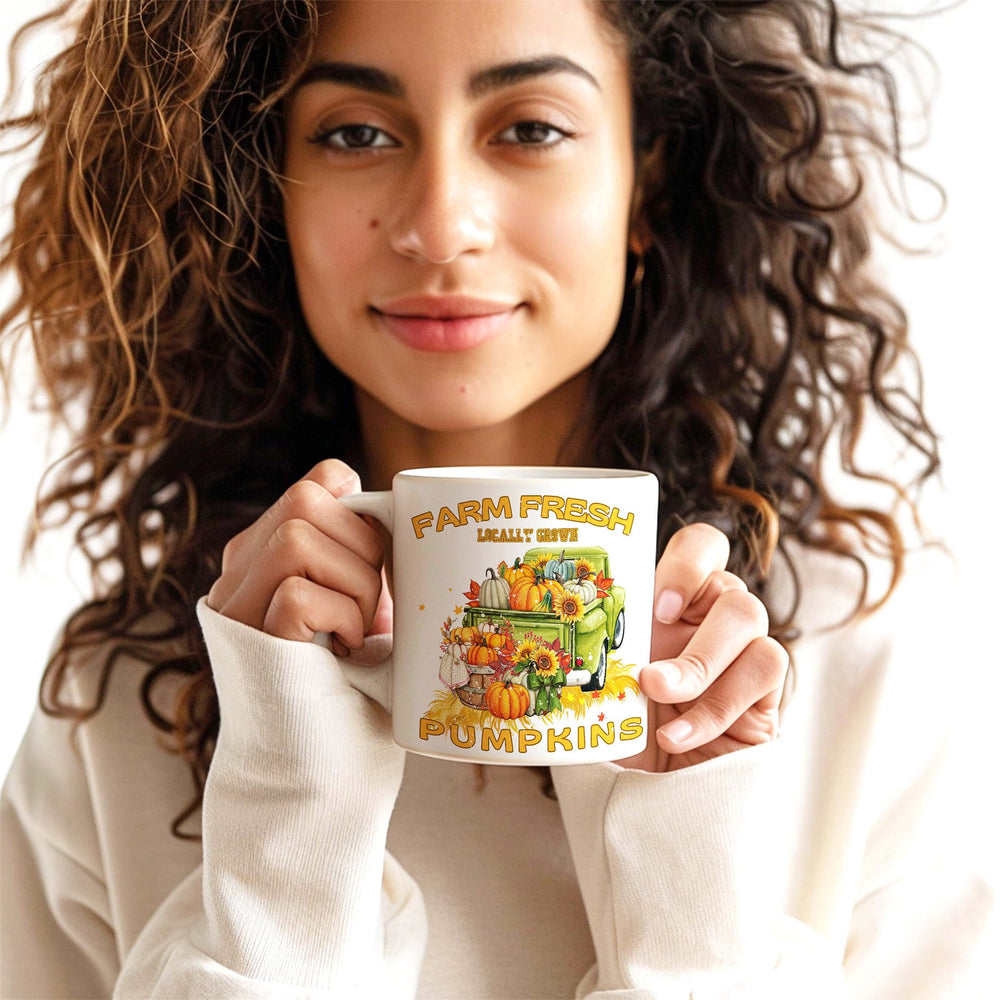Fresh Farm Local Pumpkin Market White Coffee Mug - Celebrate Autumn, Mugs, $ 14.50, A Moment Of Now™