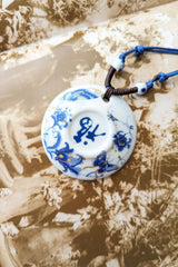 Handmade Ceramic Floral Painting Crackled Pendant Necklace, Li-Jacobs, $ 19.99