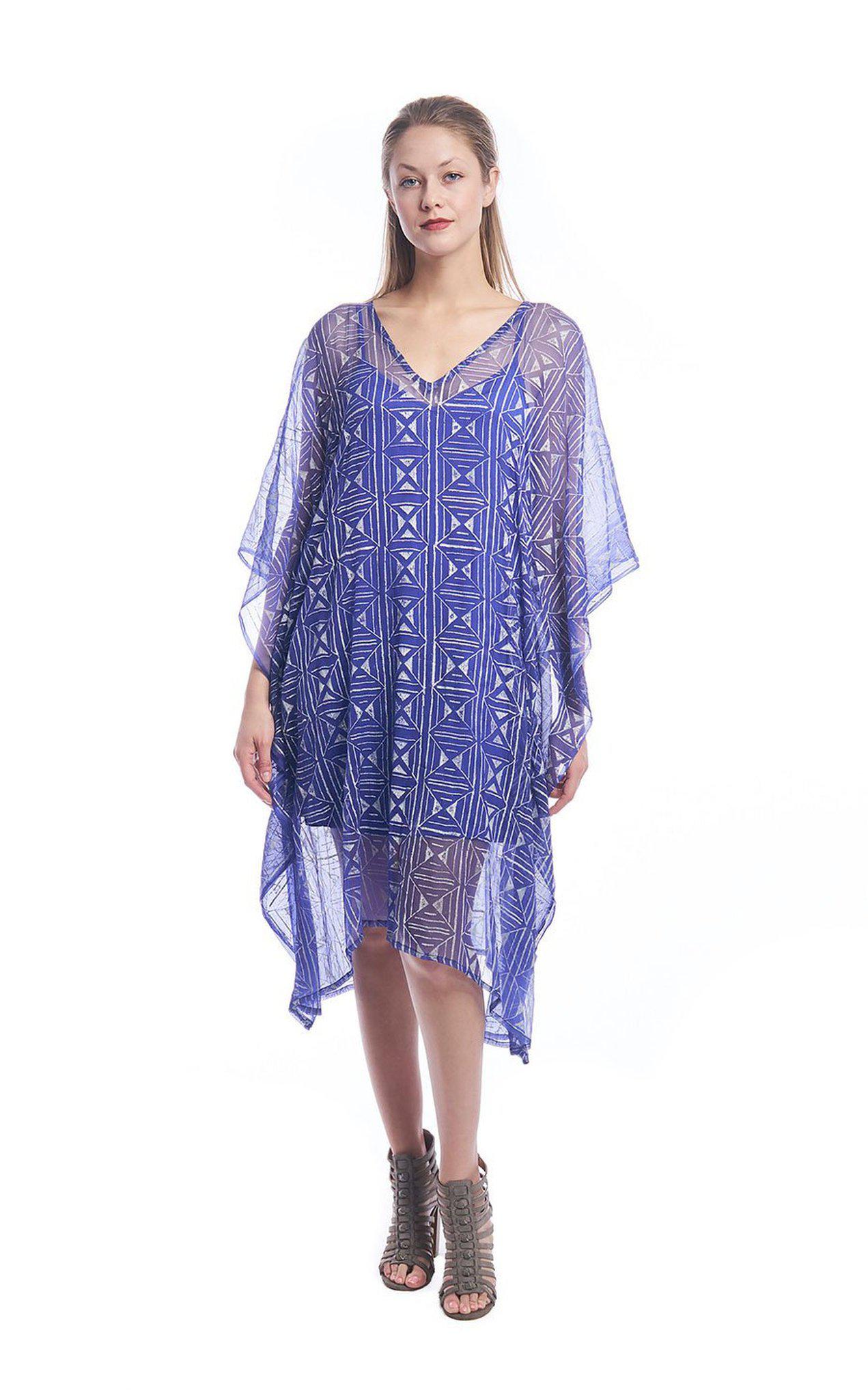 Geo Diamond Midi Caftan in Cobalt Blue + Silver | Boutique In USA, Dresses, $ 120.00, A Moment Of Now™