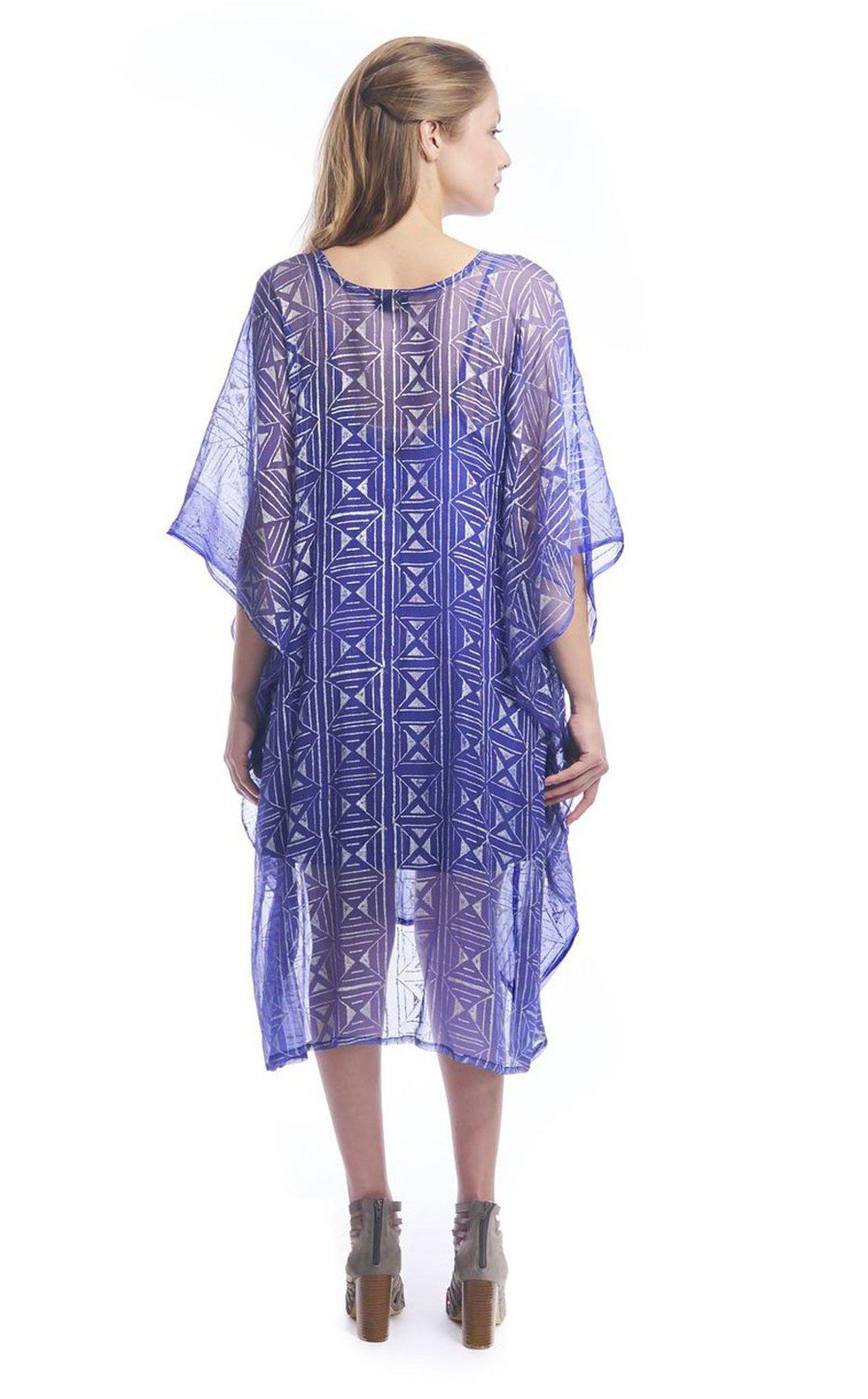 Geo Diamond Midi Caftan in Cobalt Blue + Silver | Boutique In USA, Dresses, $ 120.00, A Moment Of Now™