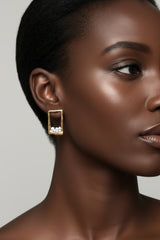 Myrren Gold Plated Frame Shell Decal Dangle Earrings - Elegant Style, Earrings, $ 10.99, A Moment Of Now™