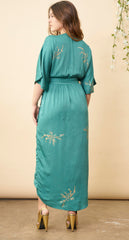 Cherry Blossom Maxi Wrap Dress in Emerald + Gold | Boutique In USA, Dresses, $ 180.00, A Moment Of Now™