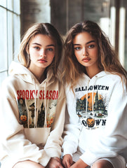 Spooky Halloween Haunted Town Hoodie - Cozy & Fun, Hoodies, $ 47.00, A Moment Of Now™
