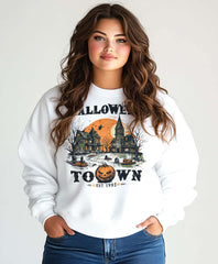 Spooky Halloween Haunted Town Sweatshirt for Fall, Sweatshirts, $ 38.00, A Moment Of Now™