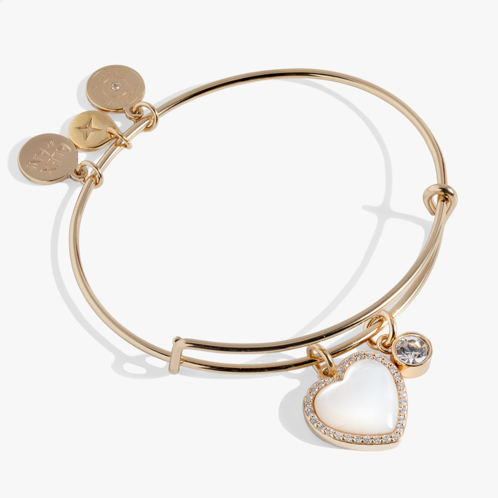 Mother of Pearl Heart Anniversary Bangle, Bracelets, $ 16.90, A Moment Of Now™