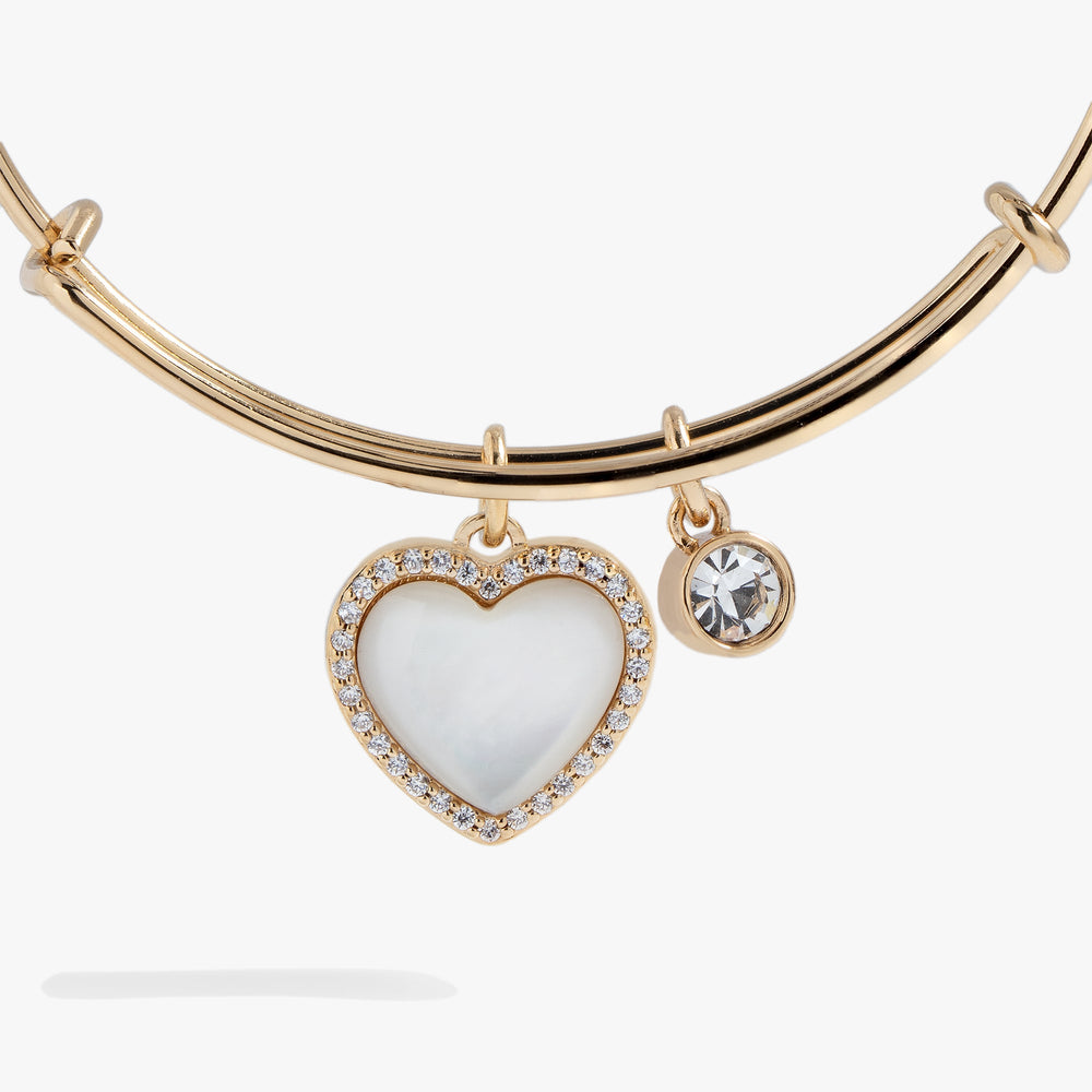 Mother of Pearl Heart Anniversary Bangle, Bracelets, $ 16.90, A Moment Of Now™