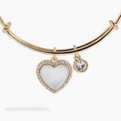 Mother of Pearl Heart Anniversary Bangle, Bracelets, $ 16.90, A Moment Of Now™