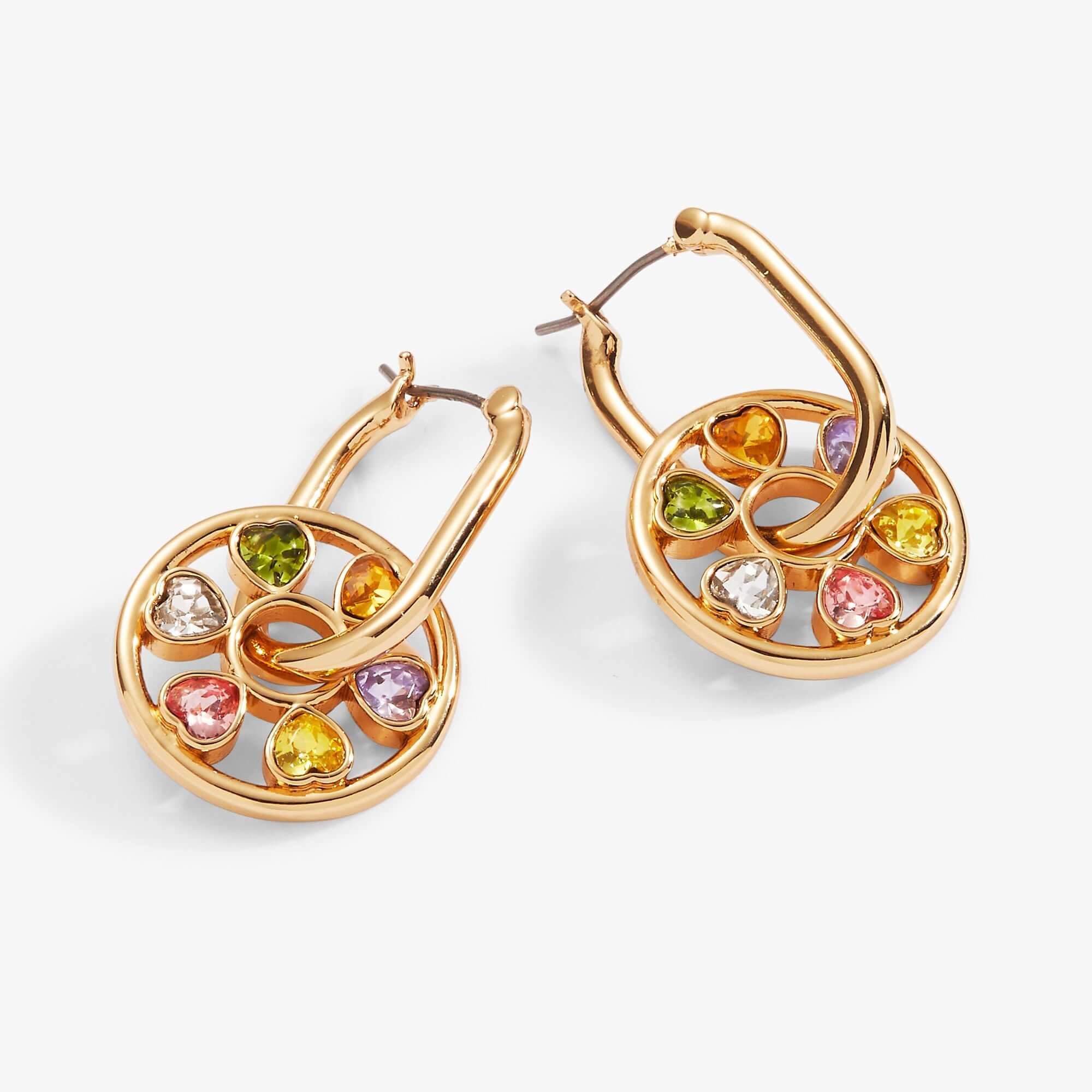 Heart Crystal Wheel Hoop Earrings, Earrings, $ 18.90, A Moment Of Now™