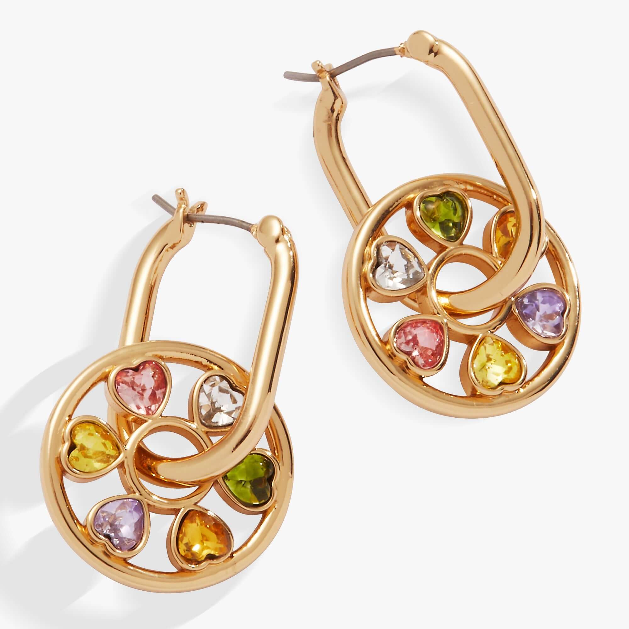 Heart Crystal Wheel Hoop Earrings, Earrings, $ 18.90, A Moment Of Now™