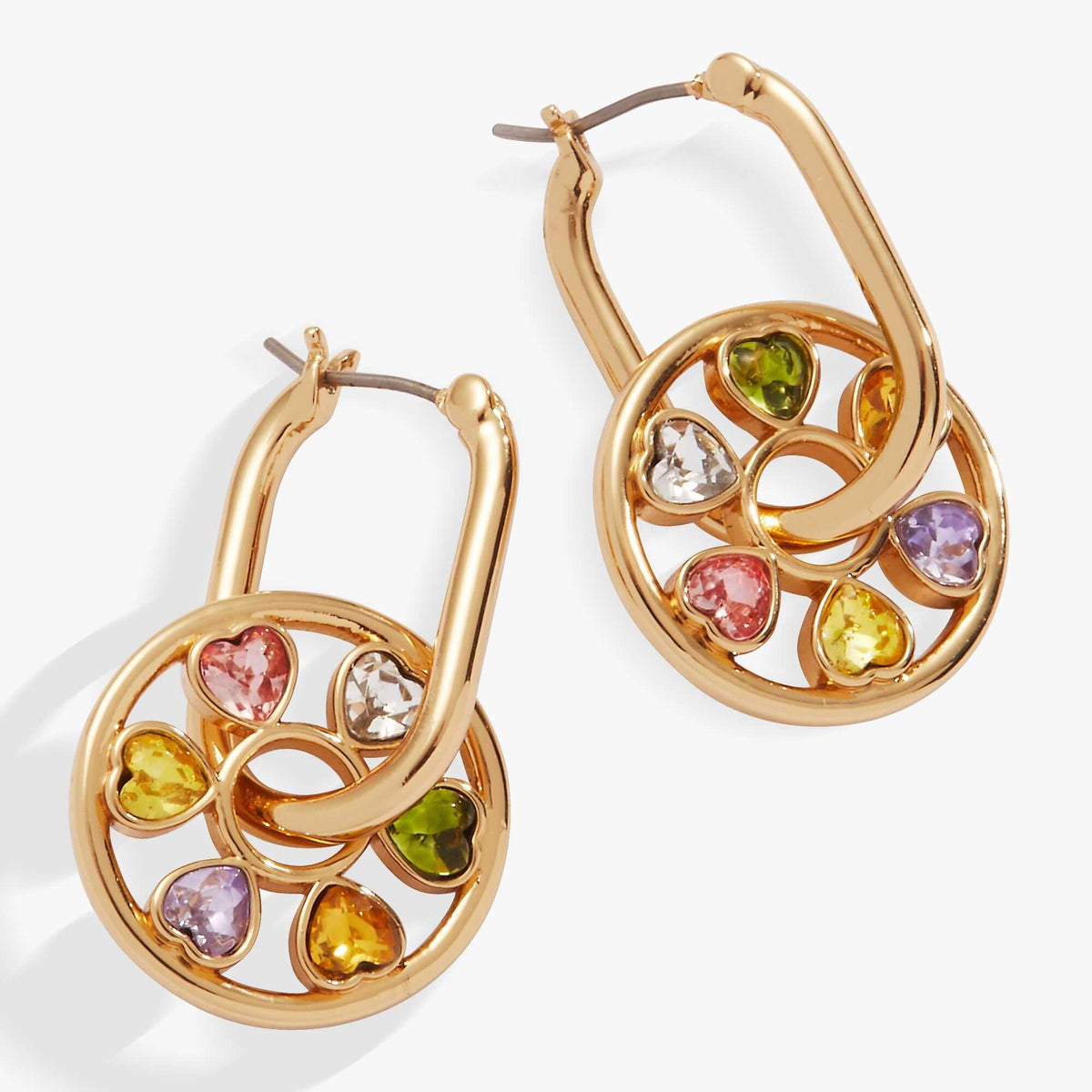 Heart Crystal Wheel Hoop Earrings, Earrings, $ 18.90, A Moment Of Now™