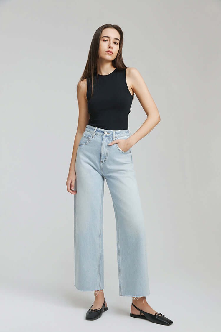 Moon Curve Raw Hem Crop Jeans | Hey Joanie – Wide-Leg Denim, Jeans, $ 128.00, A Moment Of Now™