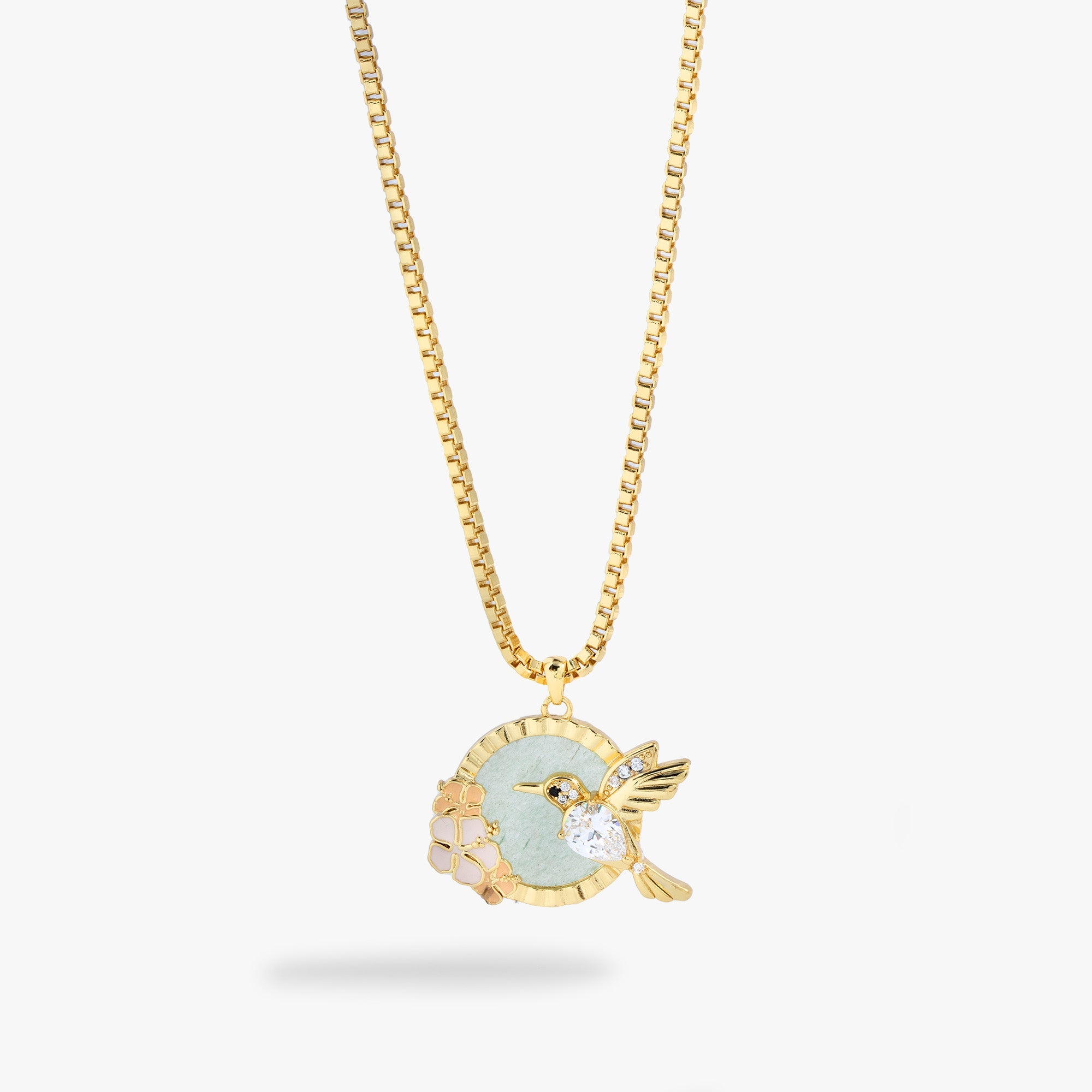 Hummingbird Gemstone Pendant Necklace, Necklaces, $ 48.00, A Moment Of Now™