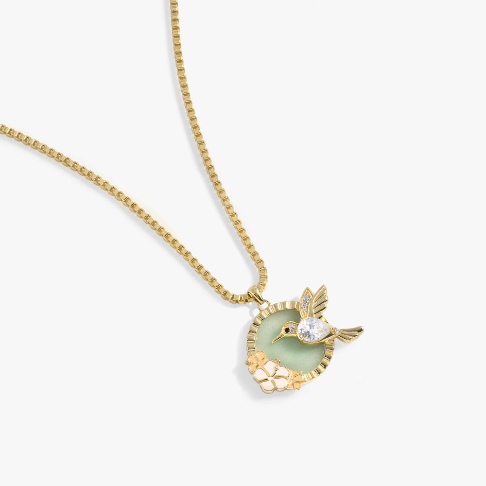 Hummingbird Gemstone Pendant Necklace, Necklaces, $ 48.00, A Moment Of Now™
