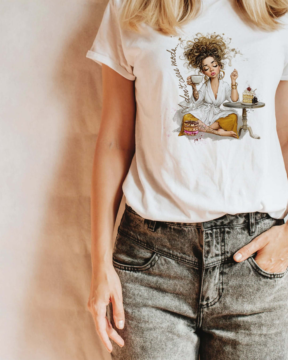 I don't Care Mode Illustration Graphic T-shirt | We Do Not Care Club Tee, T-shirts, $ 24.00, A Moment Of Now™