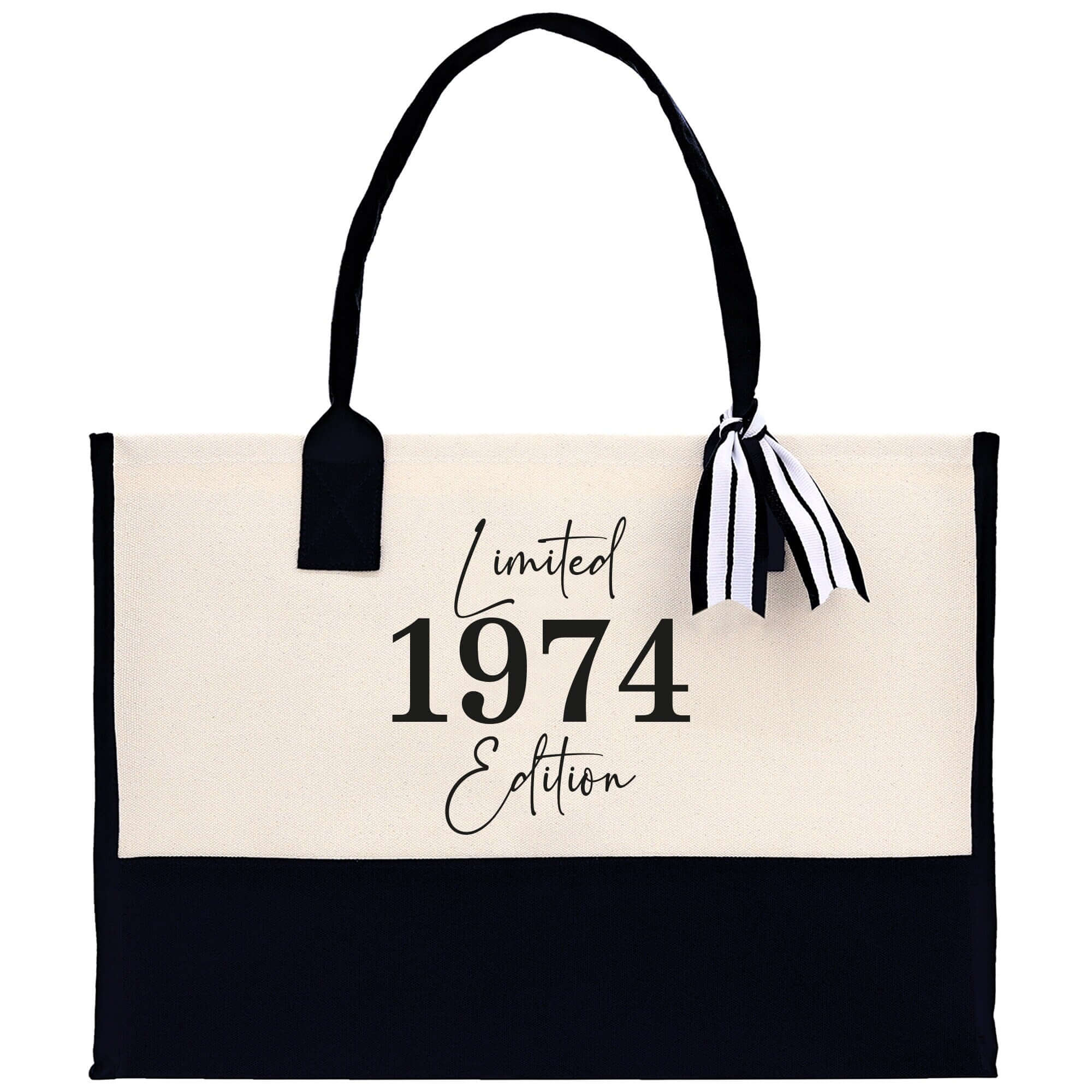 Custom Limited Edition Birthday 1973 Cotton Canvas Tote Bag 50th Birthday Gift For Women Personalized 50th Birthday Celebration Party Gift