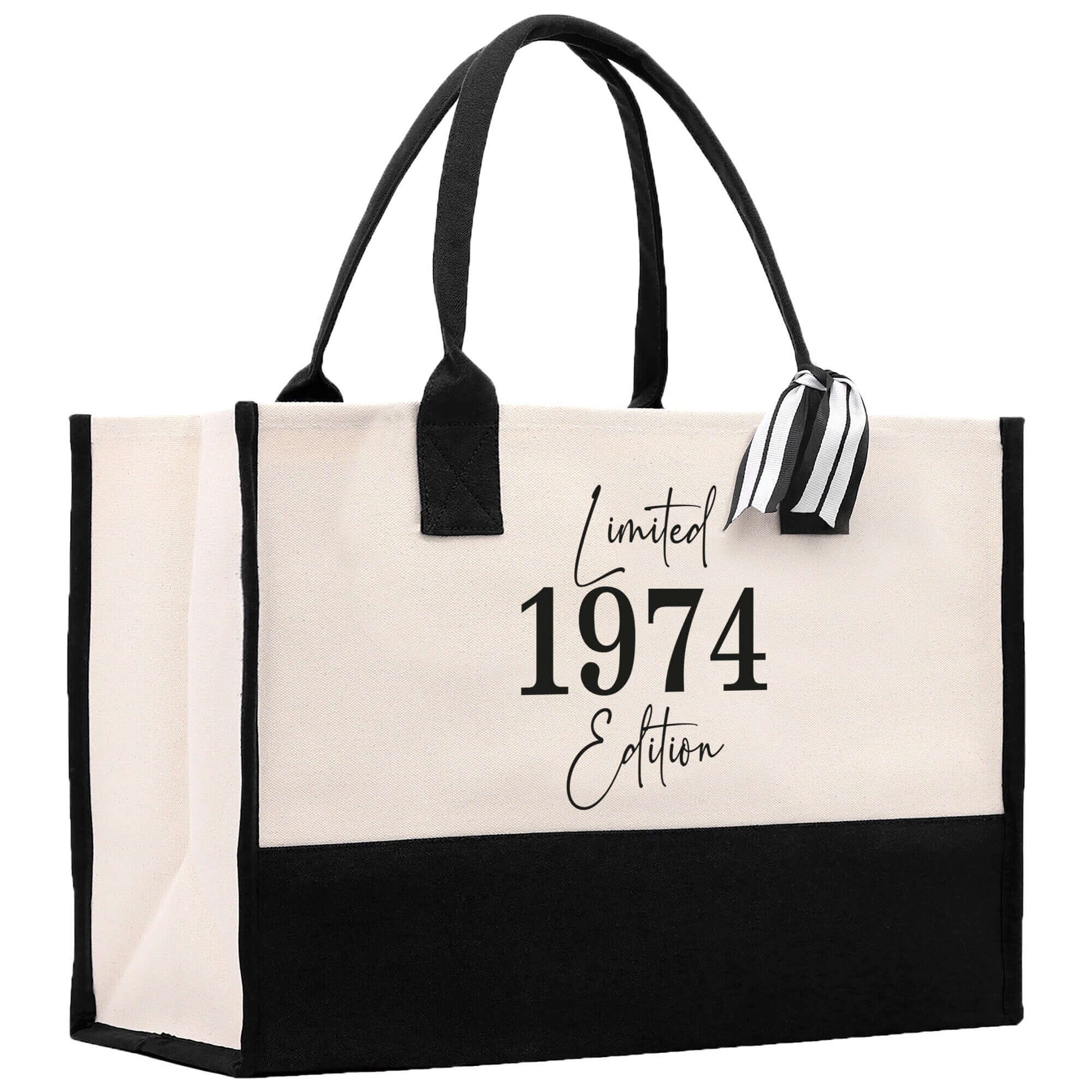 Custom Limited Edition Birthday 1973 Cotton Canvas Tote Bag 50th Birthday Gift For Women Personalized 50th Birthday Celebration Party Gift