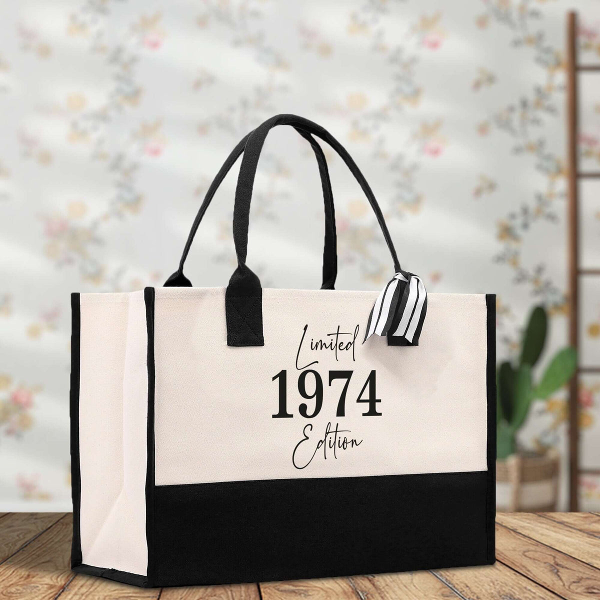 Custom Limited Edition Birthday 1973 Cotton Canvas Tote Bag 50th Birthday Gift For Women Personalized 50th Birthday Celebration Party Gift
