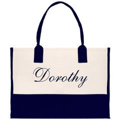 Monogram and Personalized Name Cotton Canvas Tote Bag Initial Tote Bag Letter Tote Bag Birthday Gift Bag Beach Bag Custom Monogrammed Bag