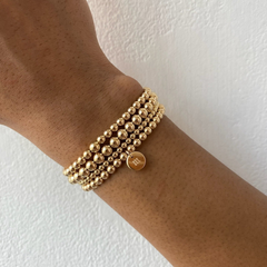 Classic Initial Juno Bracelet 4mm - 14K Gold Filled Beaded Initial Bracelet