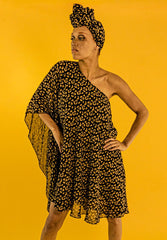 Leopard One Shoulder Dress in Black + Gold | Boutique In USA, Dress, $ 140.00, A Moment Of Now™